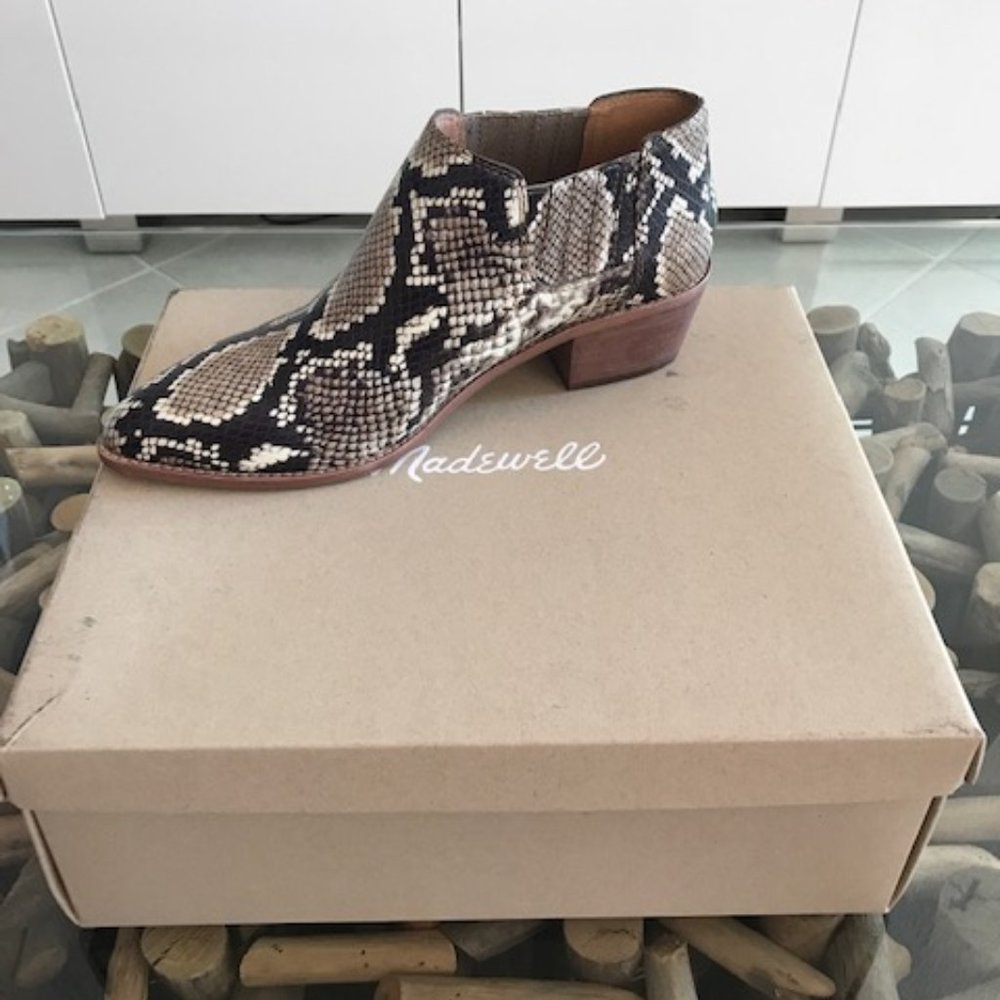 MADEWELL Sonia Low Chelsea Booties Snakeskin